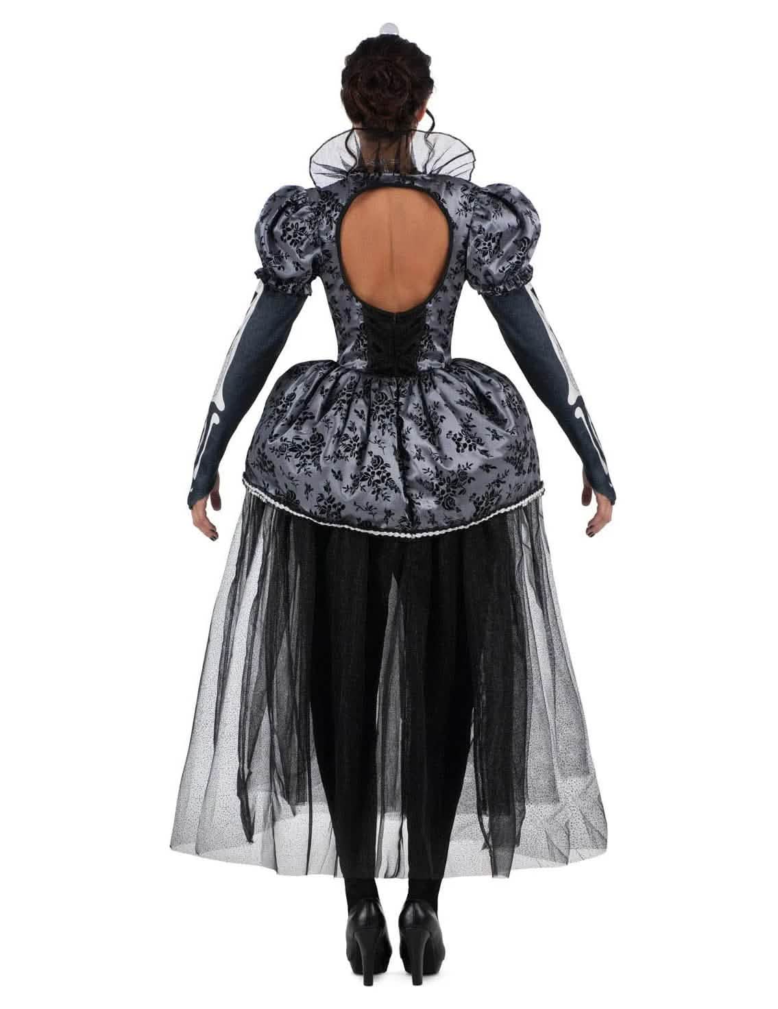 Vue de dos du déguisement reine squelette luxe pour femme