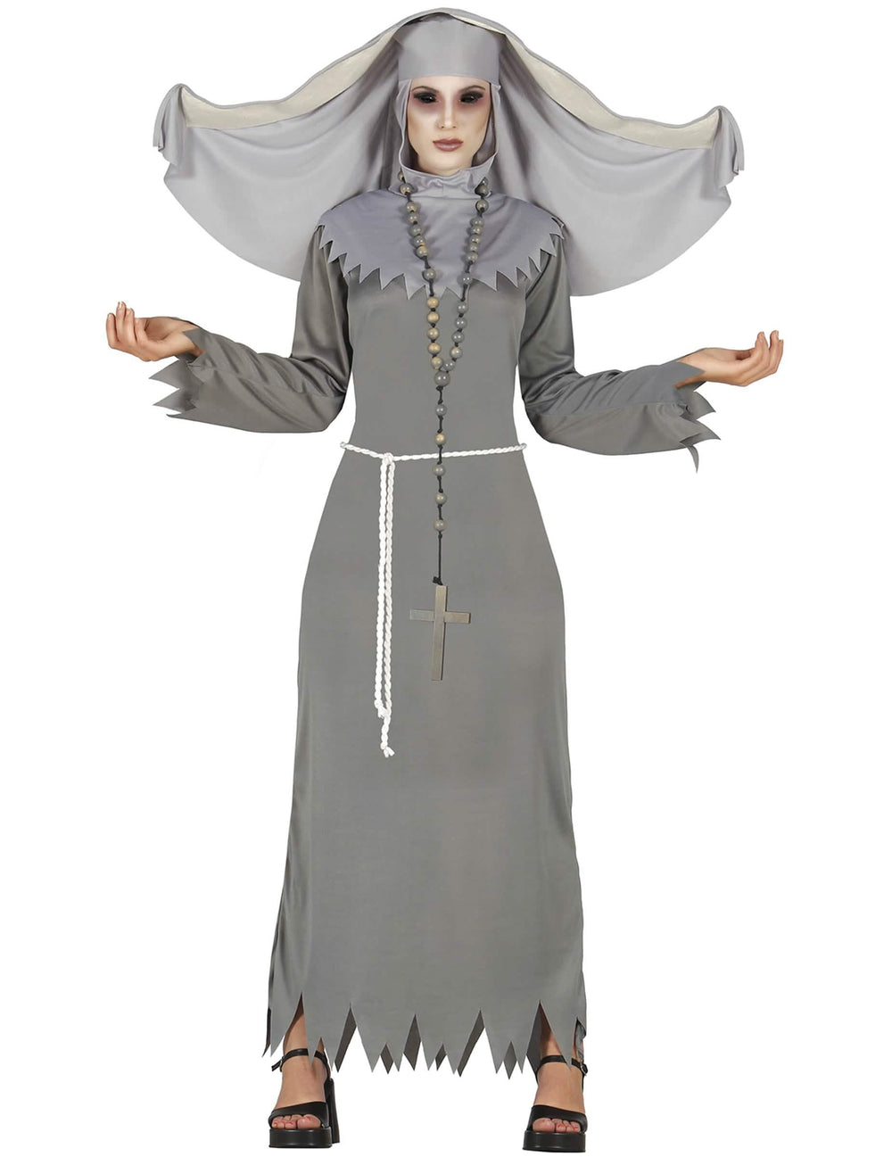 Déguisement de religieuse possédée pour femme grise Halloween
