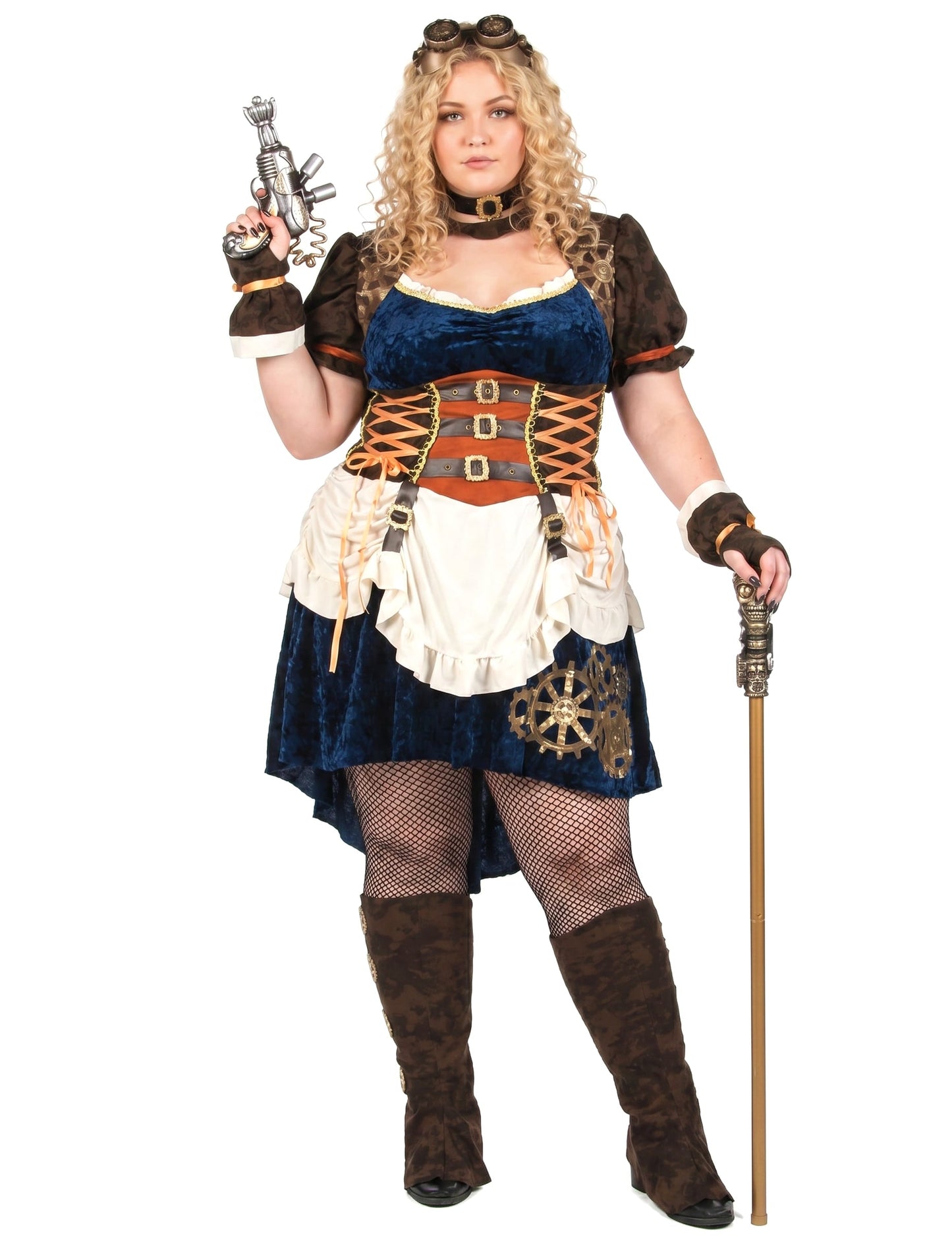 Disfraz de steampunk retro futurista para mujer talla grande