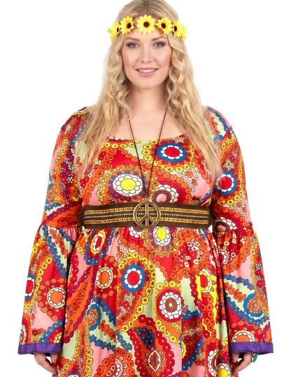 Disfraz vestido hippie talla grande mujer