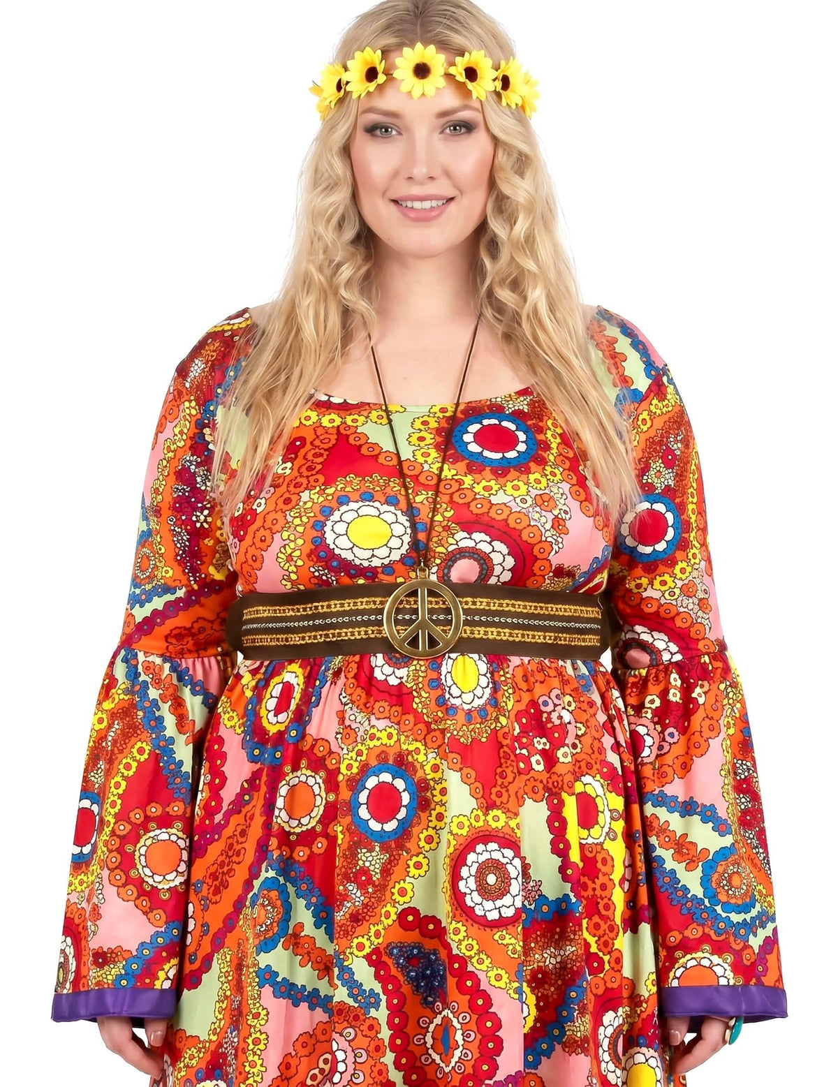 Disfraz vestido hippie talla grande mujer 