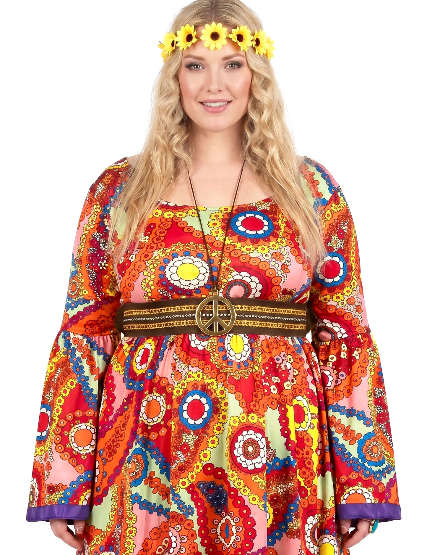 Disfraz vestido hippie talla grande mujer