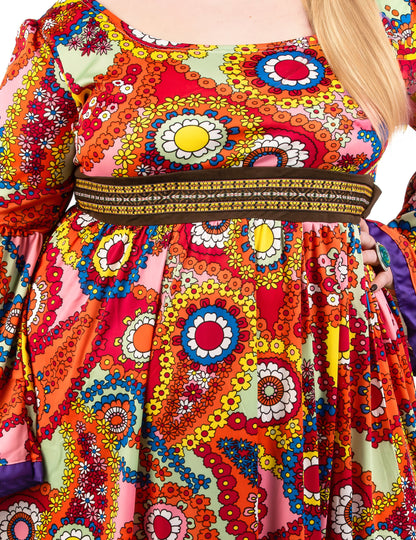 Disfraz vestido hippie talla grande mujer