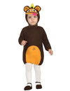 Déguisement robe singe pour bébé marron et orange avec capuche tête de singe