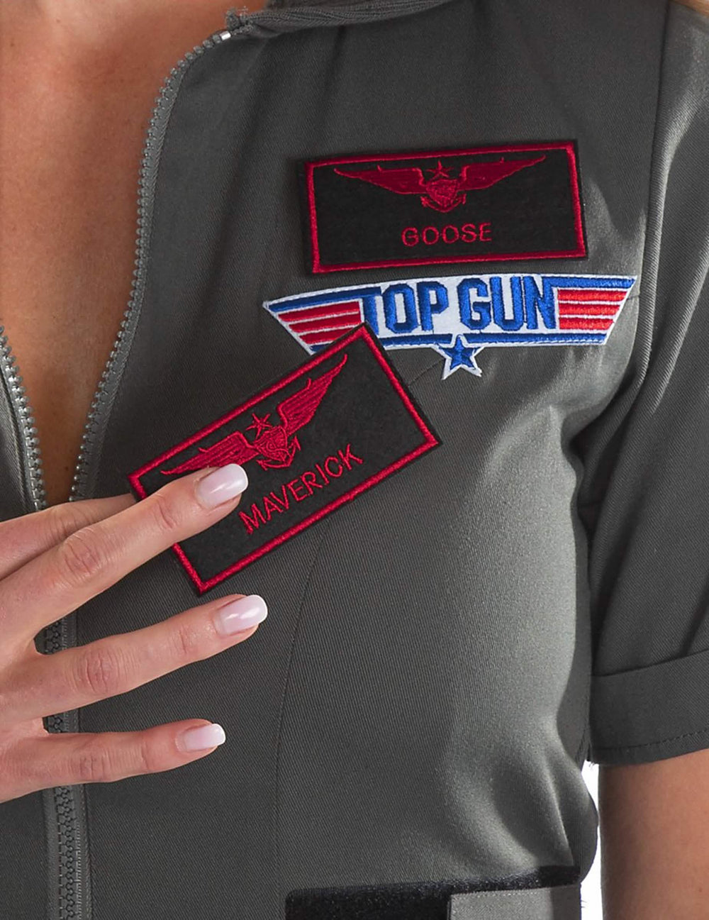Détail des écussons interchangeables du déguisement robe Top Gun