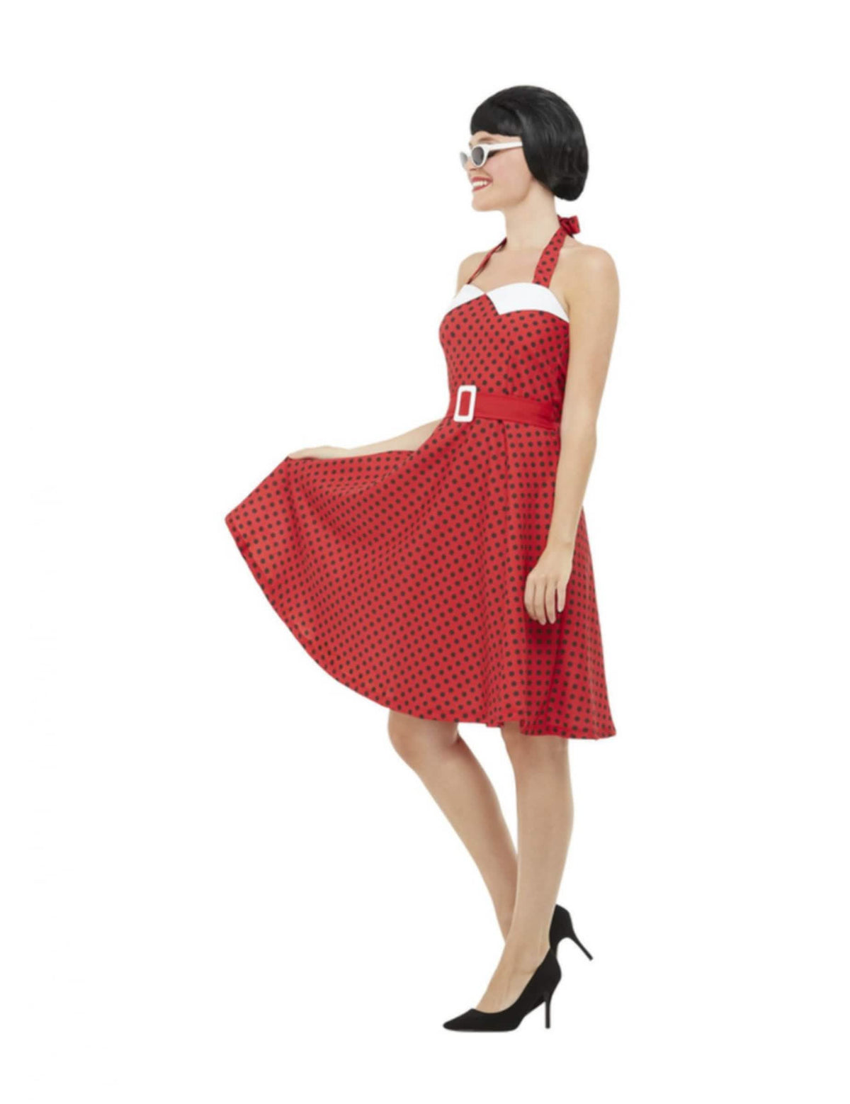 Vista de perfil del disfraz rockabilly de los años 50