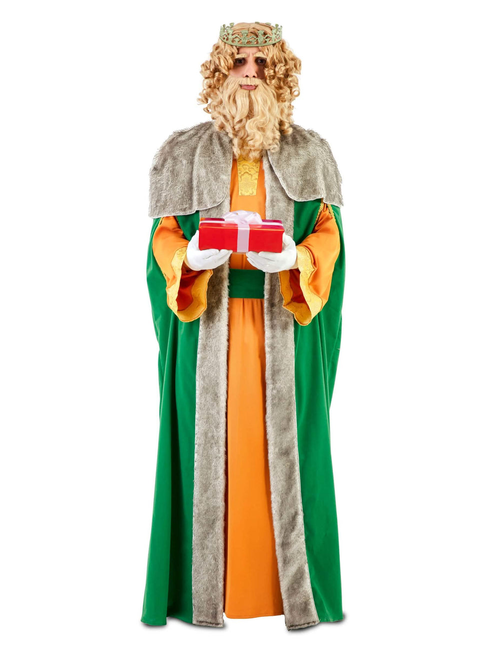 Cadeau tenu par le personnage du déguisement de Roi Mage luxe Gaspard pour adulte