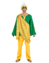 Déguisement Roi Mage sultan pour adulte jaune et vert avec turban à plume
