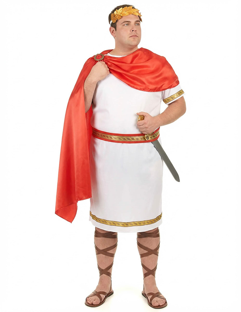Disfraz romano con corona para hombre blanco y rojo