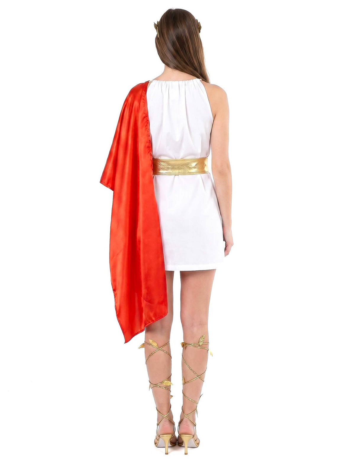 Disfraz romana rojo y dorado mujer