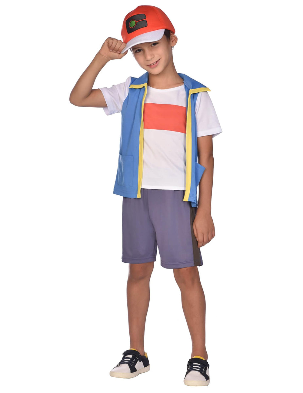 Déguisement de Sacha Pokémon™ pour enfant bleu et rouge avec casquette