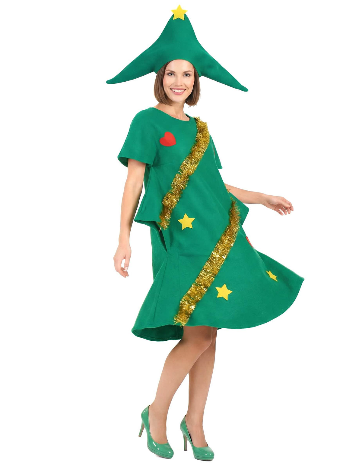 Vue de face du déguisement sapin décoré humoristique