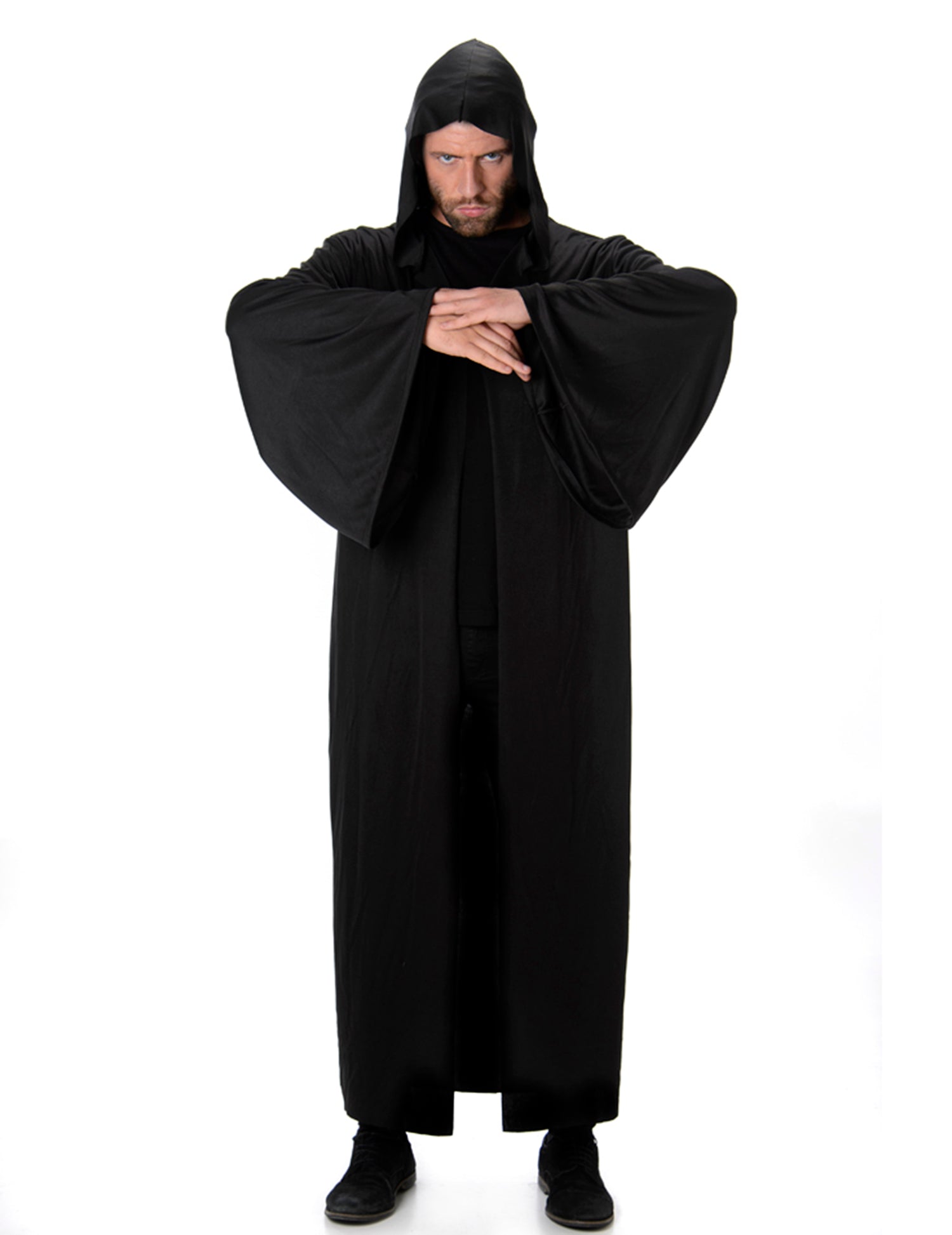 Cape longue à capuche Halloween pour homme noire