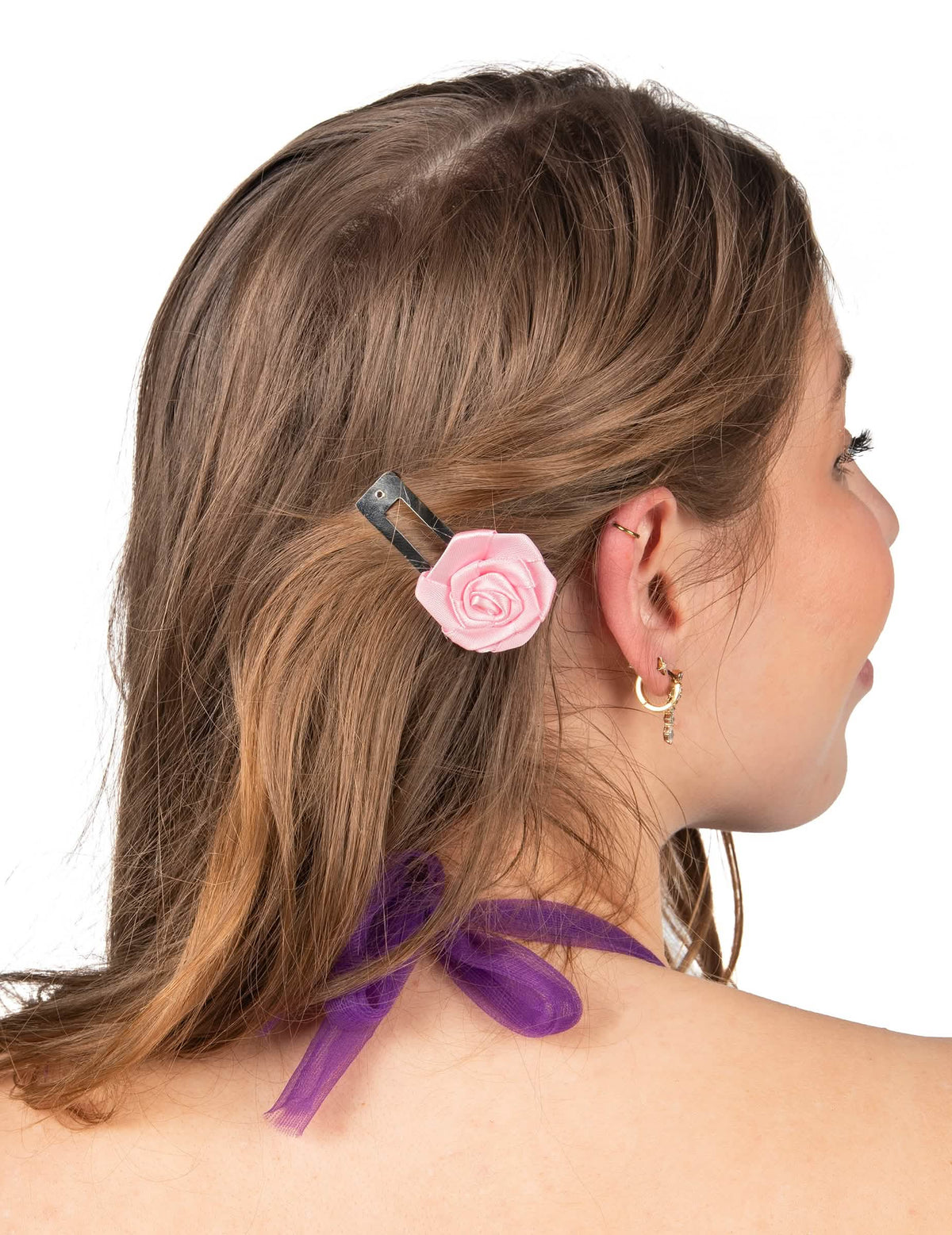 Horquilla con flor rosa del disfraz de sirenas
