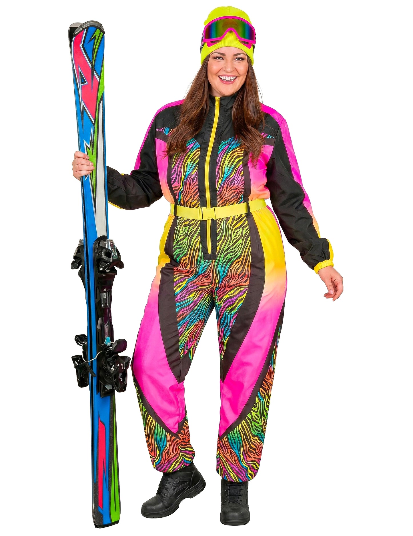 Disfraz de esquiador cebra multicolor de talla grande para adulto