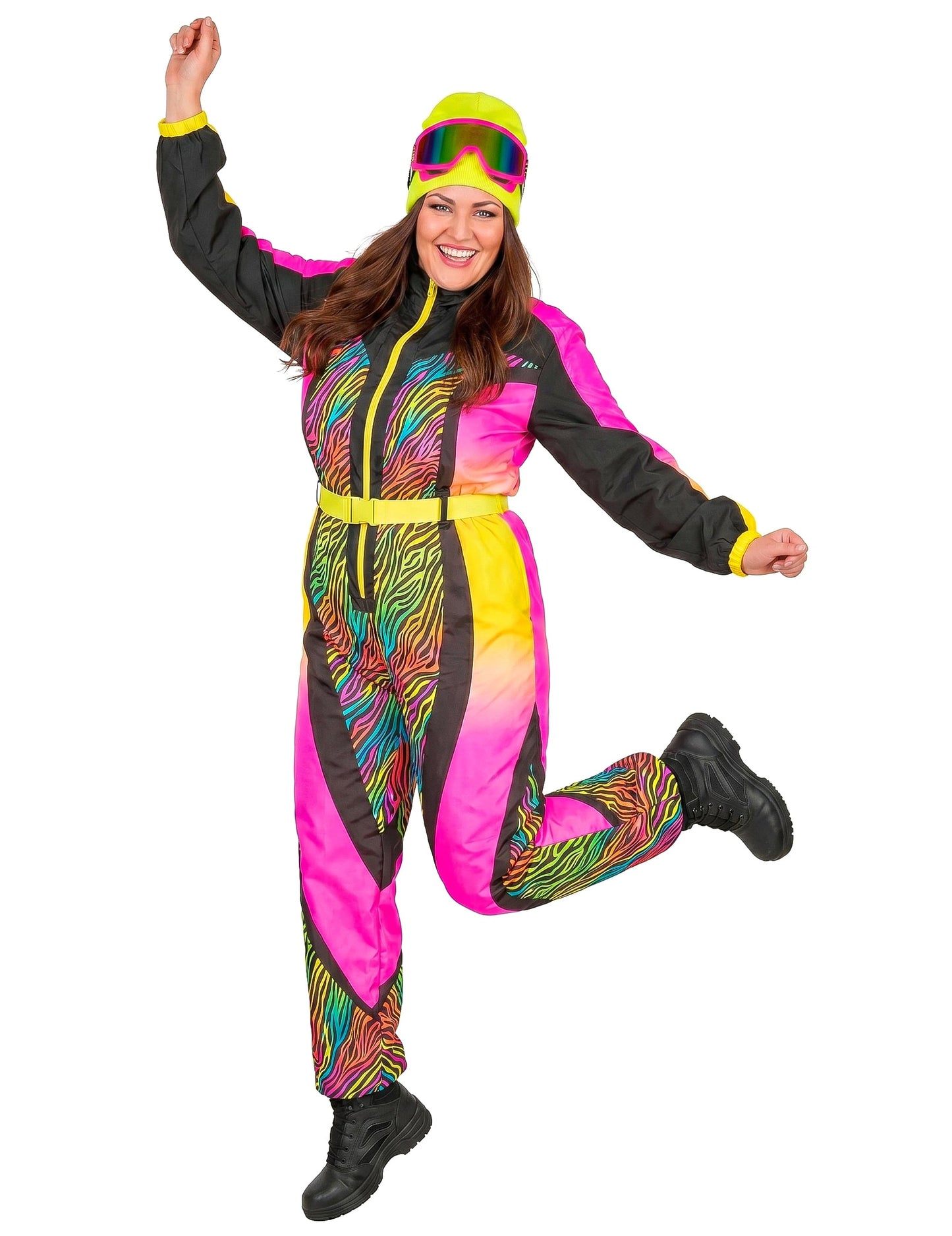 Disfraz de esquiador cebra multicolor de talla grande para adulto