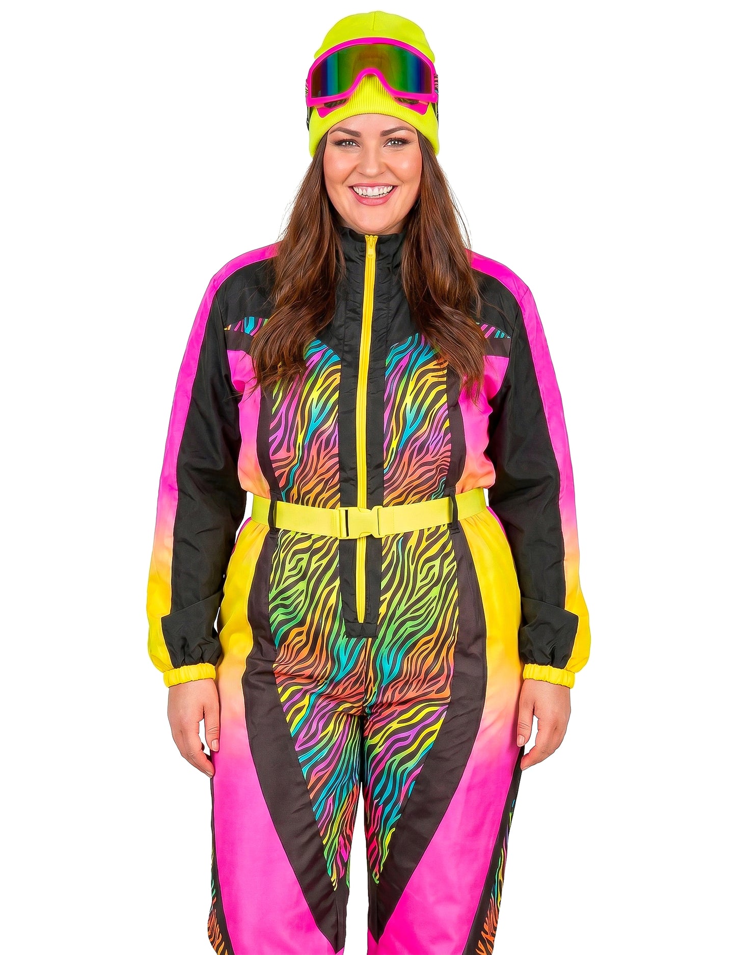 Disfraz de esquiador cebra multicolor de talla grande para adulto