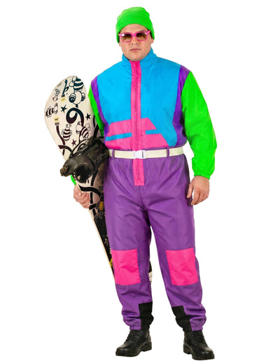 Disfraz de snowboarder fluorescente para adulto de talla grande