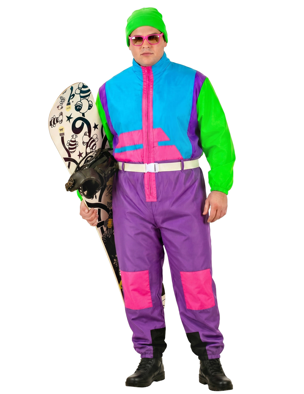 Disfraz de snowboarder fluorescente para adulto de talla grande