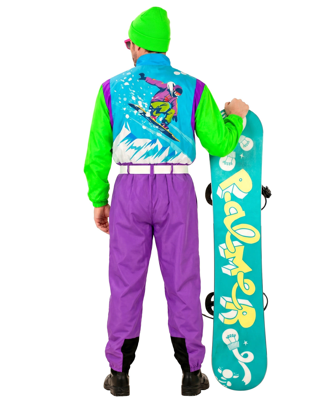 Disfraz de snowboarder fluorescente para adulto de talla grande