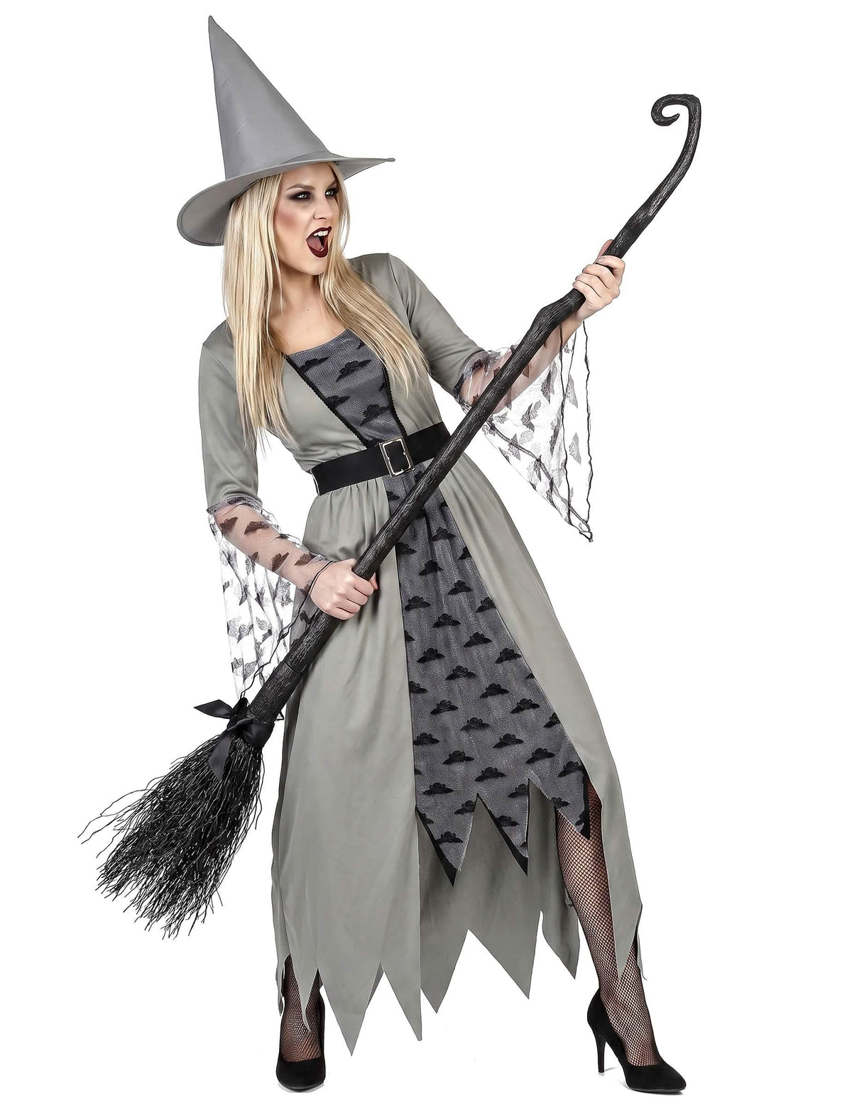 Disfraz de bruja gris mujer