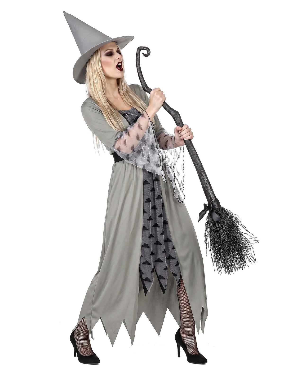 Disfraz de bruja gris mujer
