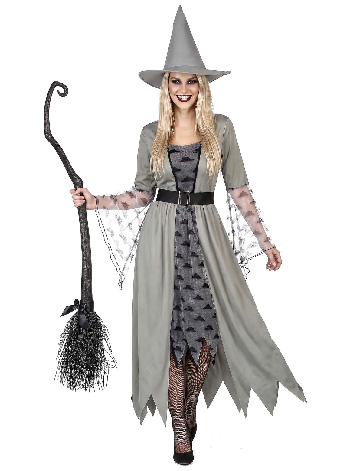 Disfraz de bruja gris mujer