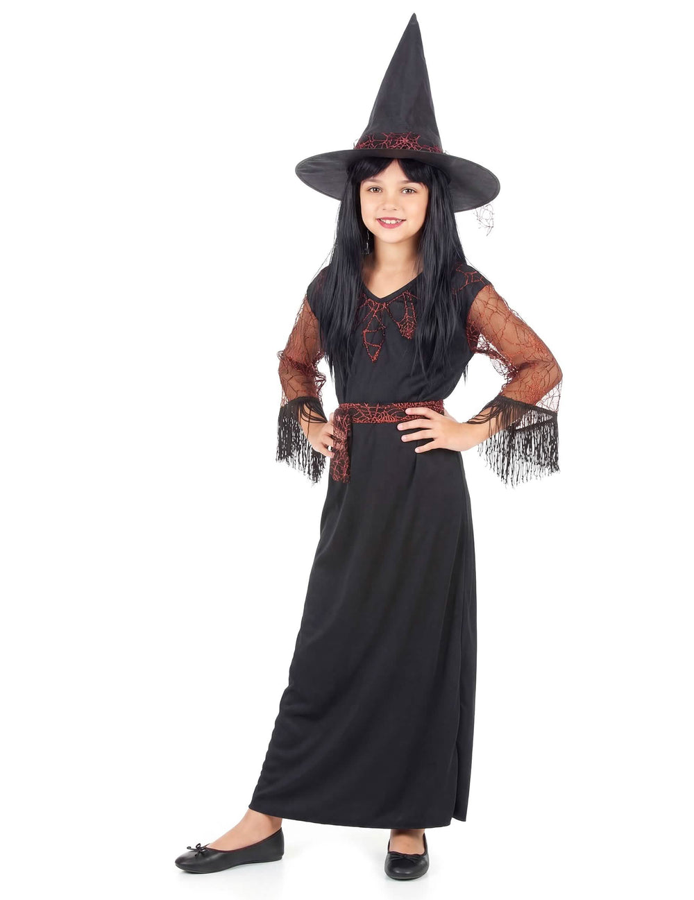 Vista frontal del disfraz de bruja halloween