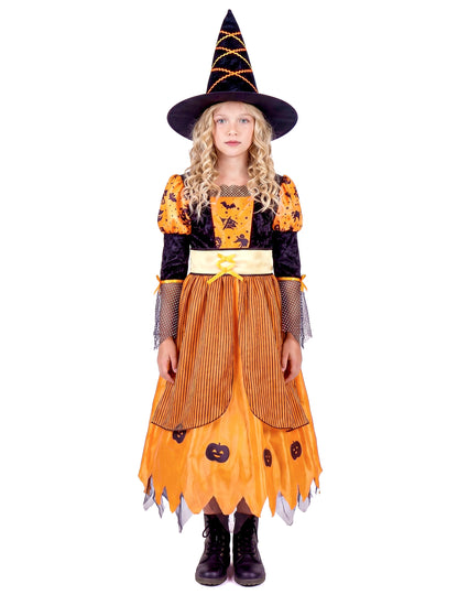 Déguisement sorcière orange fille Halloween