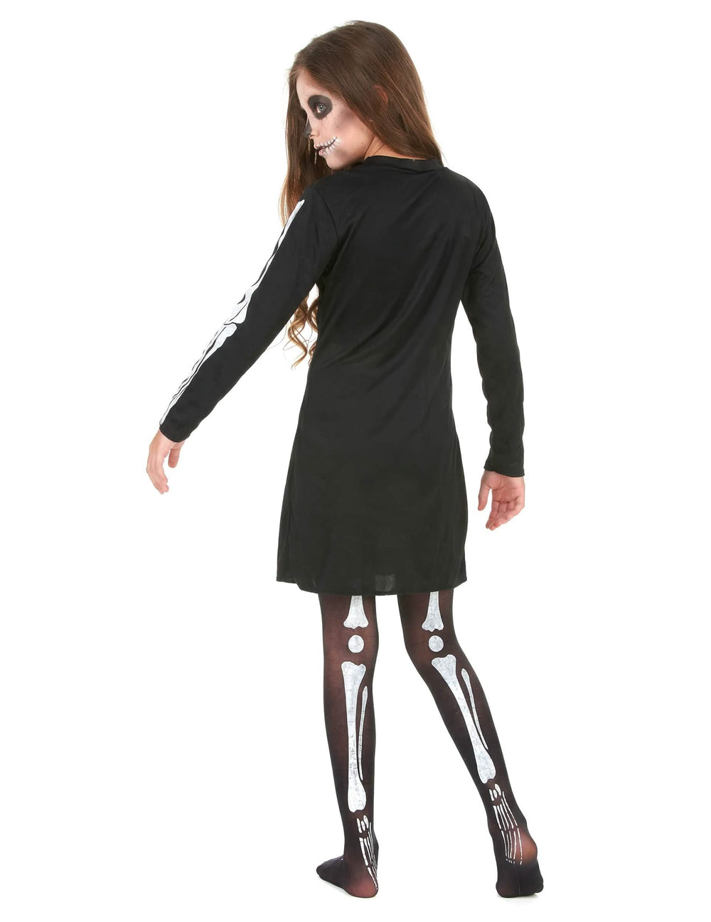 Vista trasera del disfraz de esqueleto de halloween