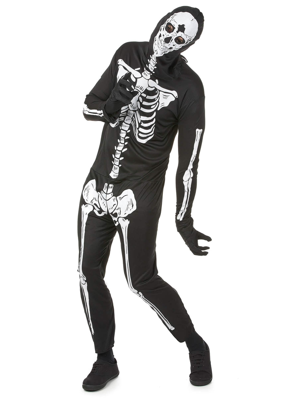 Déguisement de squelette Halloween pour homme noir et blanc