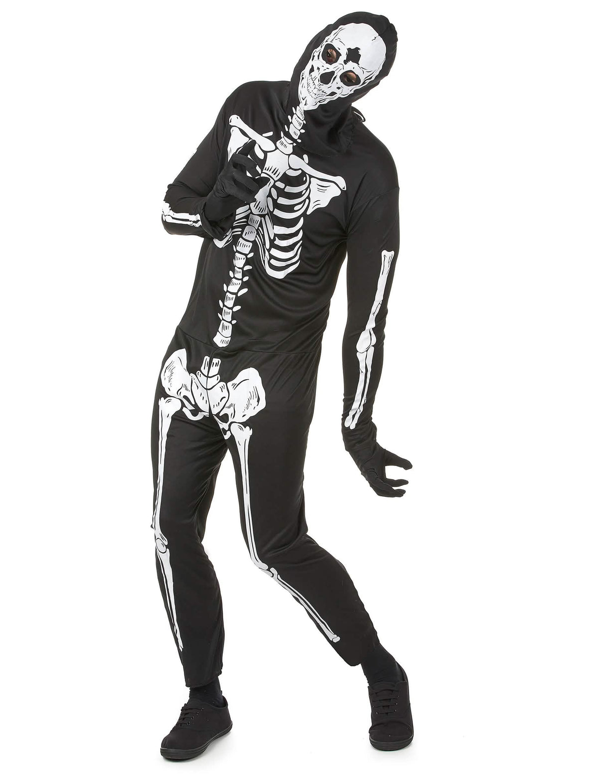 Déguisement de squelette Halloween pour homme noir et blanc