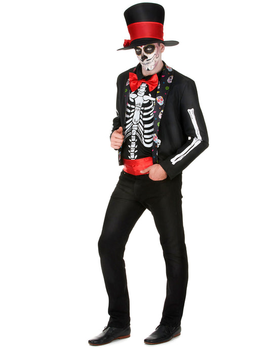 Disfraz de esqueleto Día de los Muertos hombre