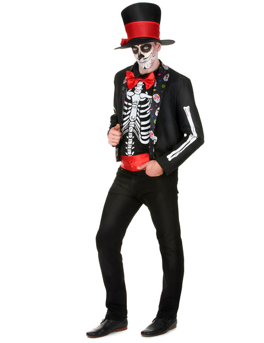 Disfraz de esqueleto Día de los Muertos hombre