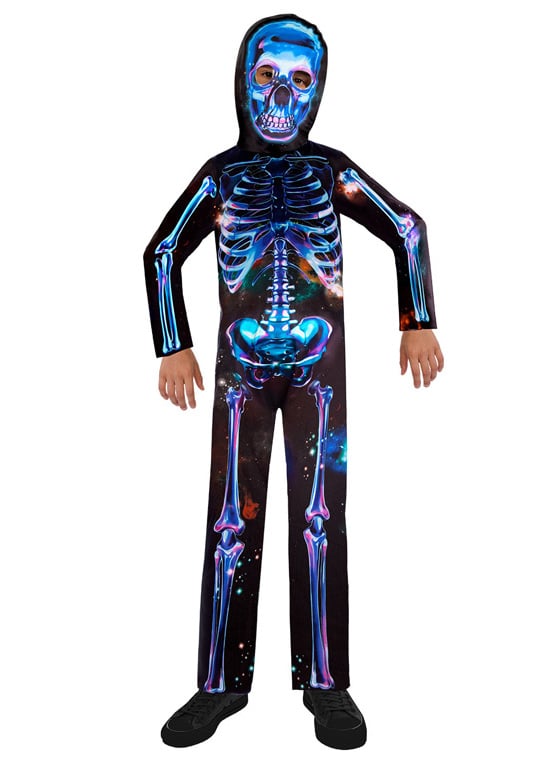 DERJLY Disfraz De Esqueleto Brillante Para Niño – 4 Piezas Fluorescentes De Calavera Para Halloween, Incluye Pasamontañas Y Guantes