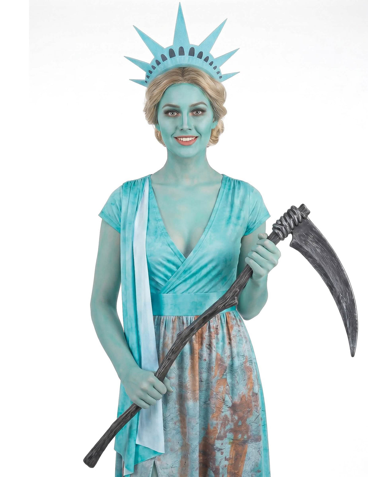 Disfraz de estatua de la libertad sangrienta para mujer