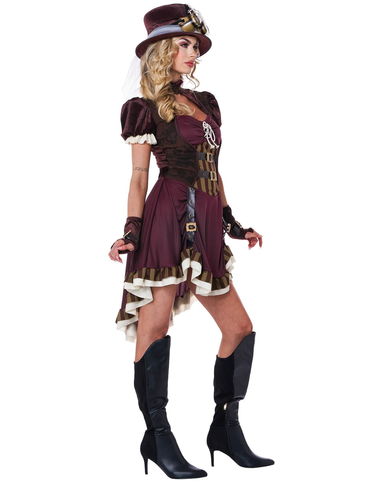 Disfraz Steampunk mujer bordeos
