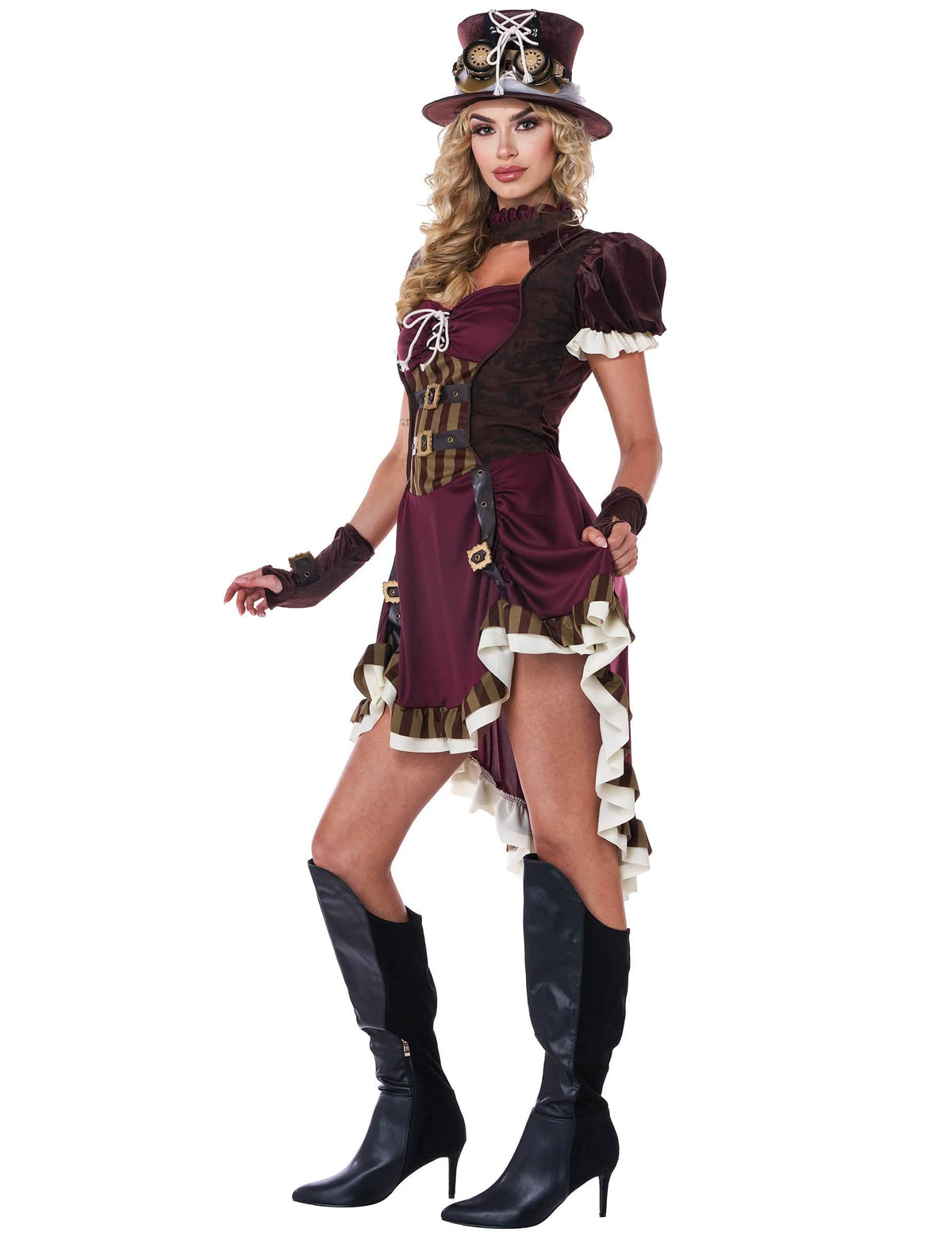 Disfraz Steampunk mujer bordeos