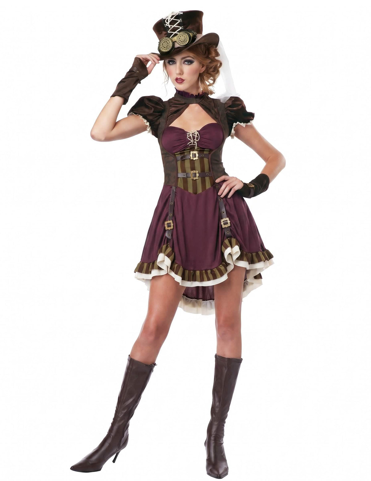 Disfraz Steampunk mujer bordeos