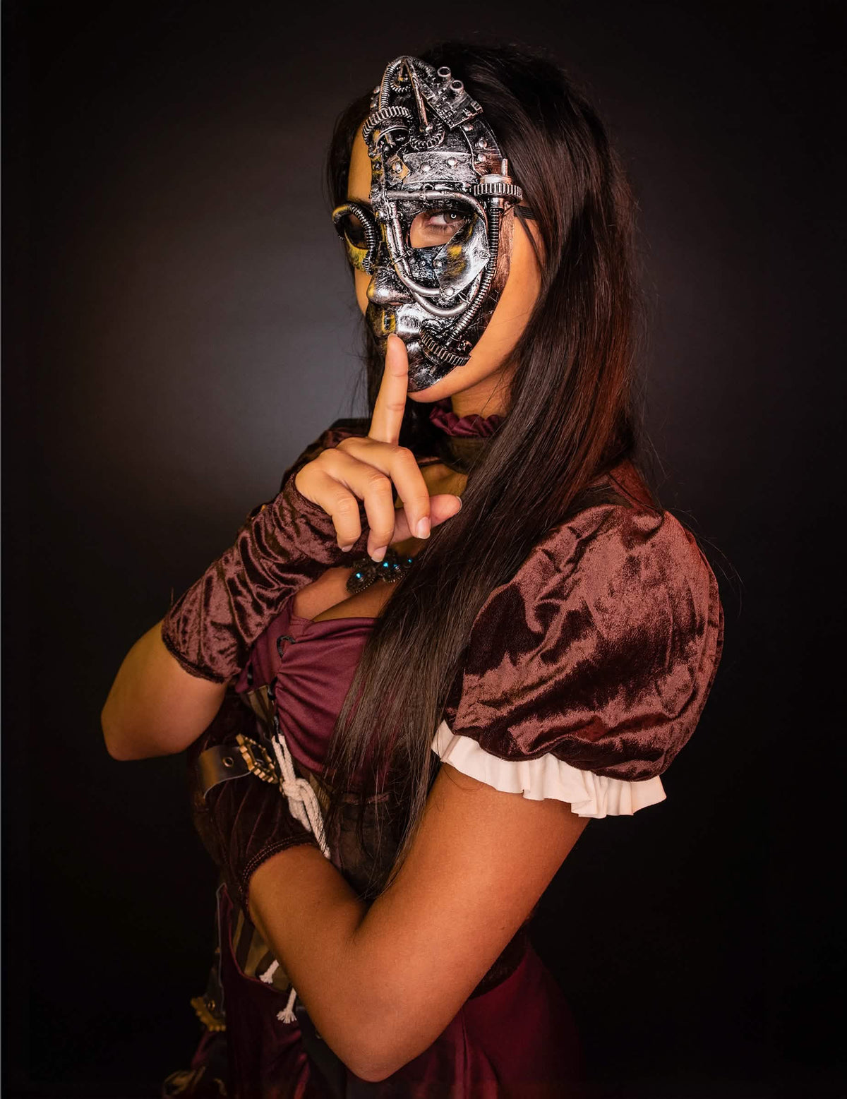 Disfraz Steampunk mujer bordeos