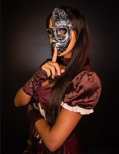 Disfraz Steampunk mujer bordeos