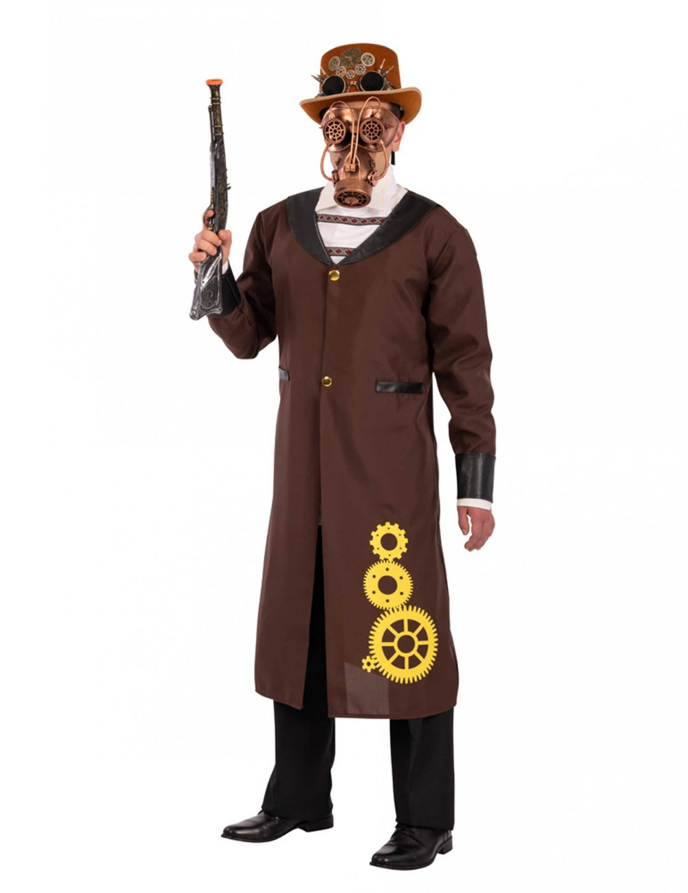 Disfraz steampunk para hombre marrón con motivos de engranajes