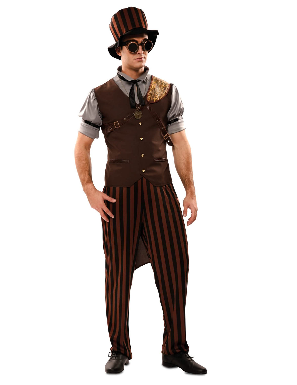 Vista frontal del disfraz steampunk para hombre