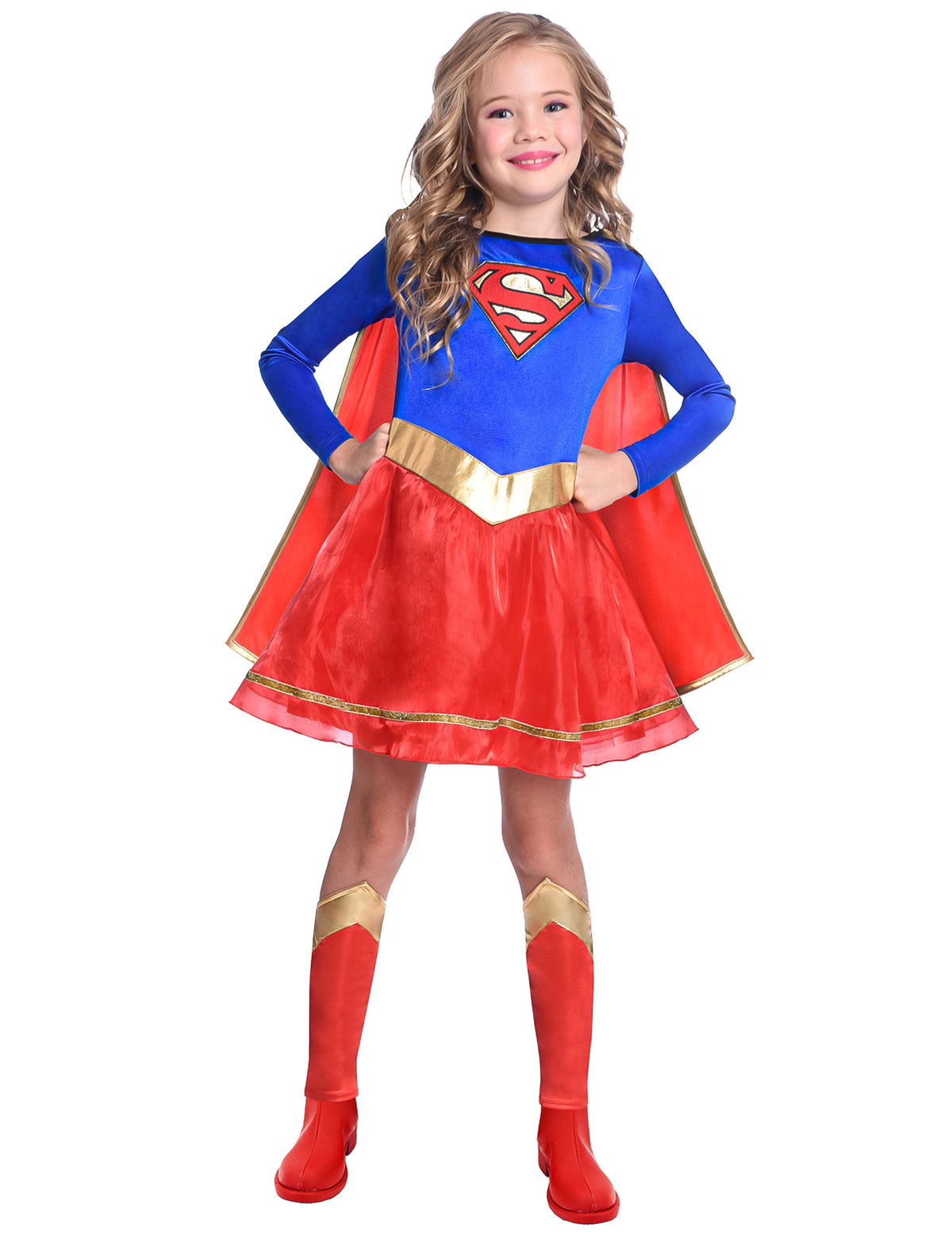 Déguisement Supergirl classique pour fille bleu et rouge avec cape