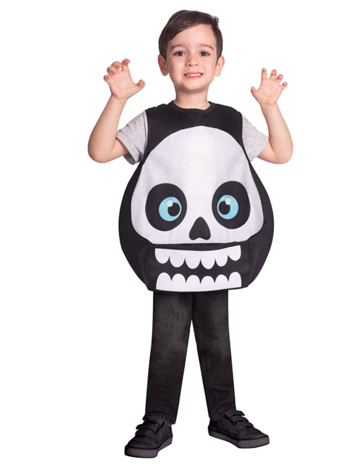 Disfraz delantal escondite esqueleto para niño blanco y negro