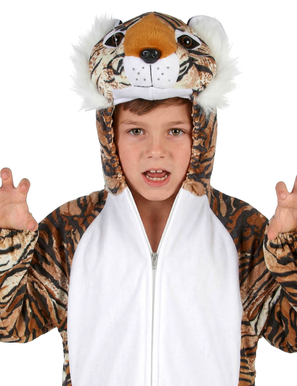 Primer plano de la parte superior del disfraz tigre realista