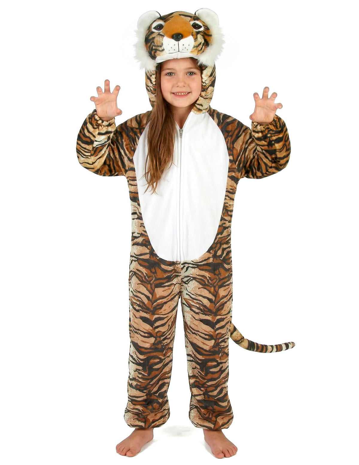 Vista frontal del disfraz tigre realista para niño