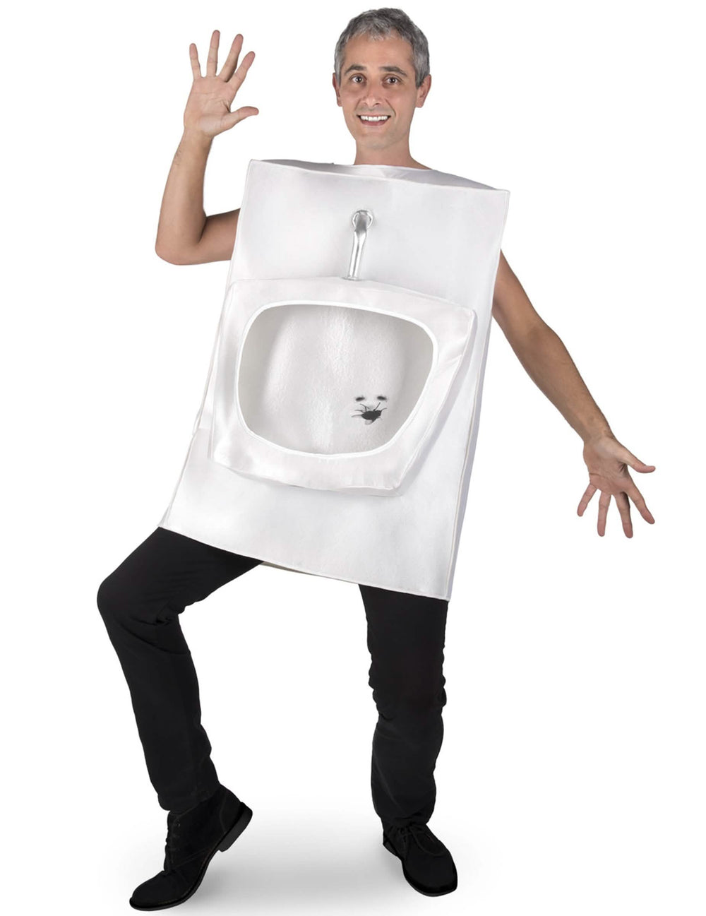 Déguisement de toilettes pour adulte blanc en forme d'urinoir