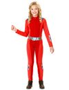 Déguisement Totally Spies™ Clover pour fille rouge avec ceinture argentée et logo cœur
