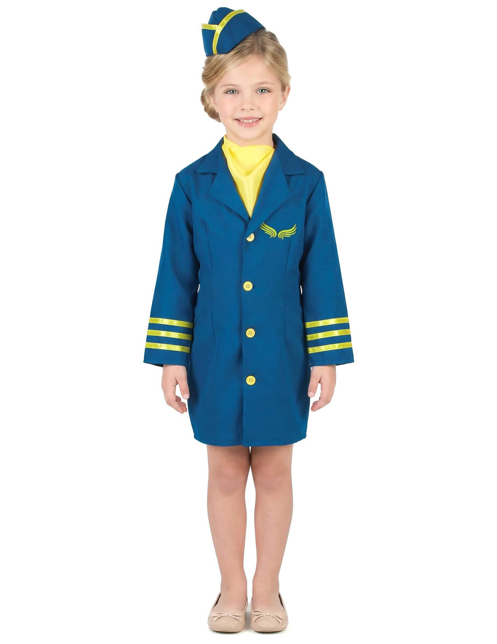 Vue de face du déguisement uniforme hôtesse de l'air